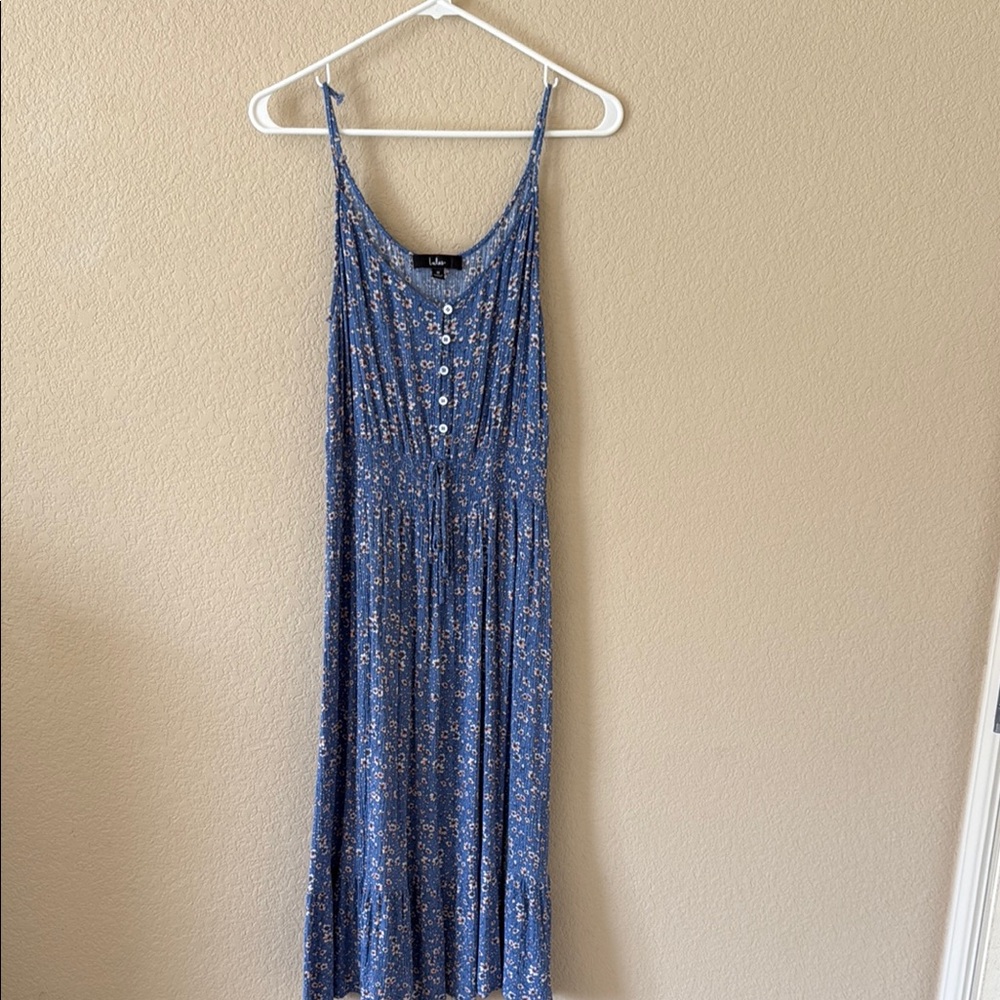 Lulus Blue Floral Midi Dress